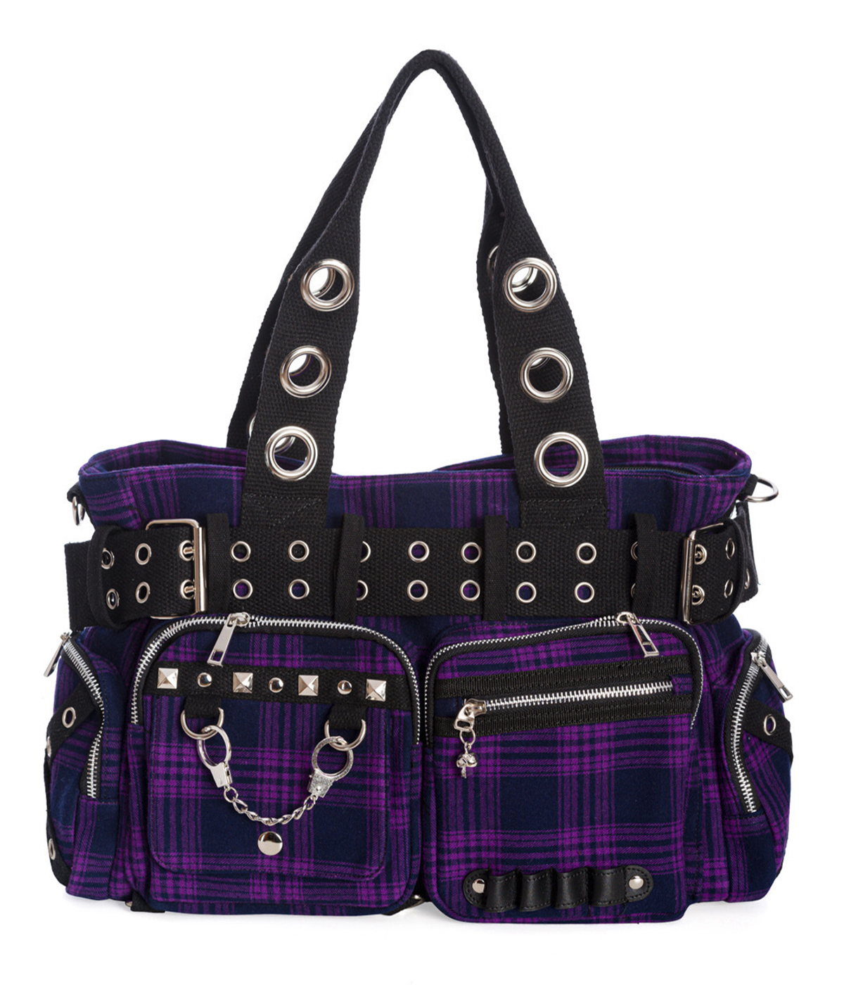 BOLSO PUNK ESCOCES MORADO